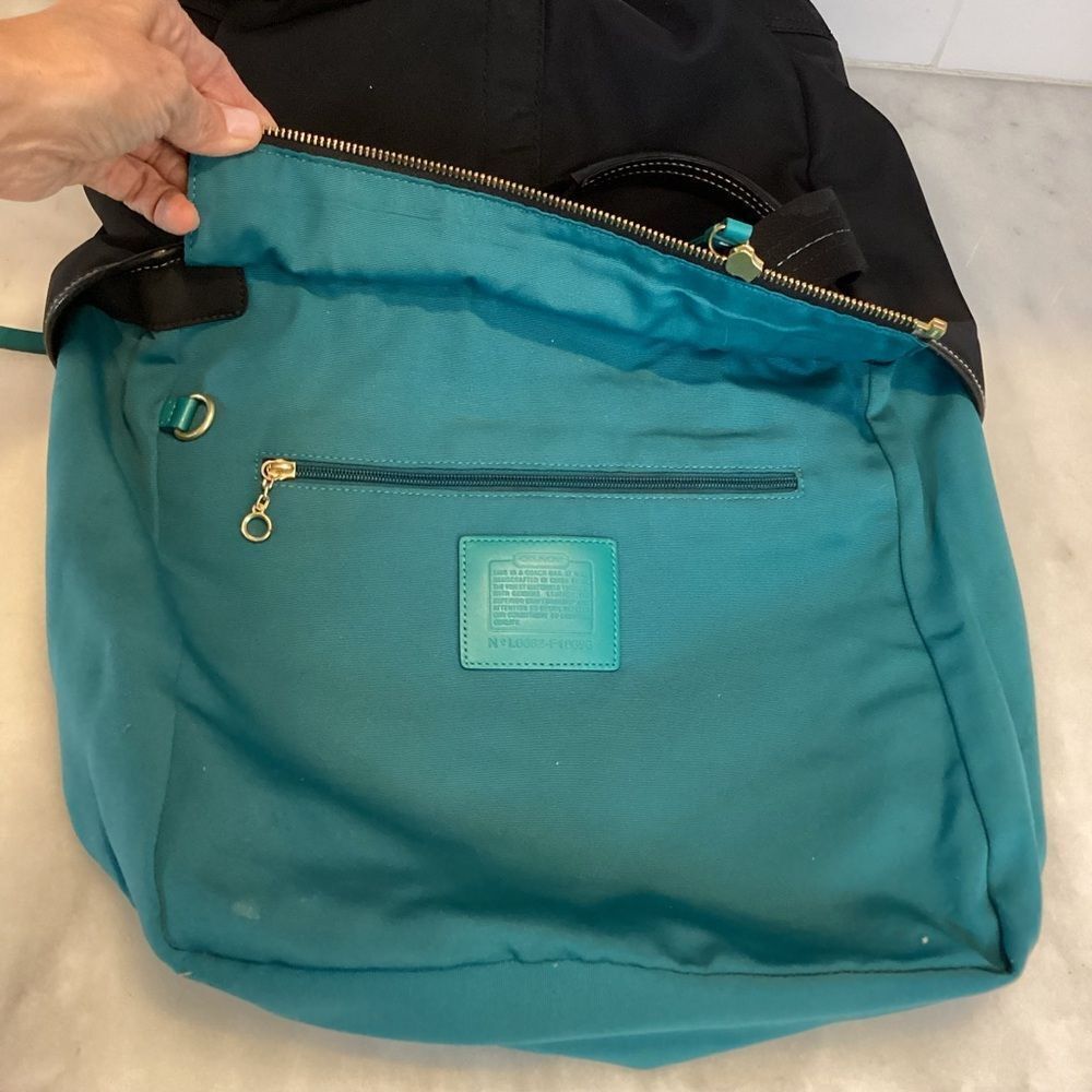 Coach Bag Purse Handbag Black Sateen Hampton Shopper Weekend Tote Pocketbook - Picture 11 of 14